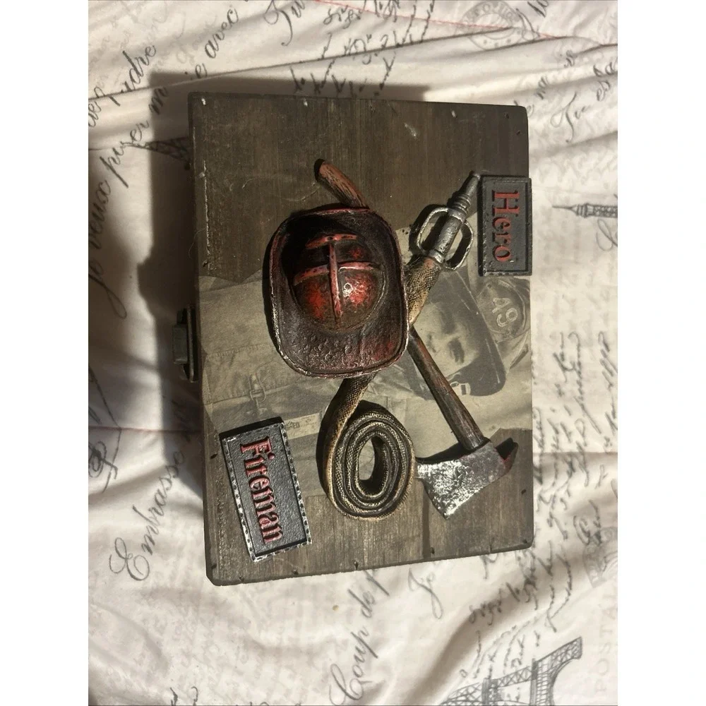 Fireman Decorated Wooden Box 8x6x4